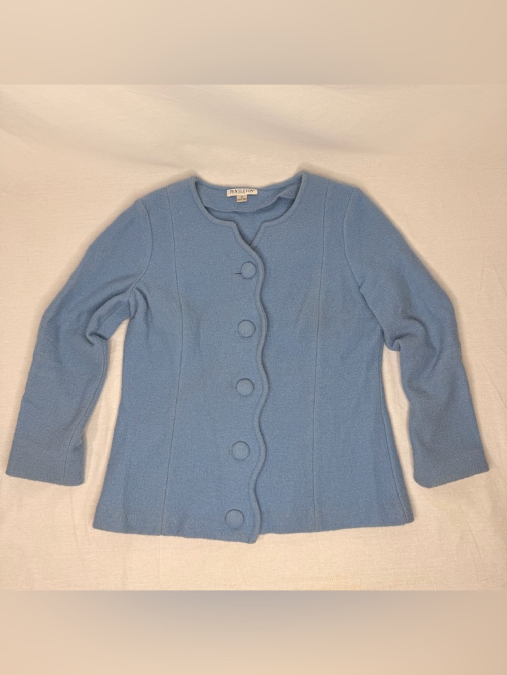 Vintage Pendleton Blue Merino Wool Cardigan Petite Medium USA Style